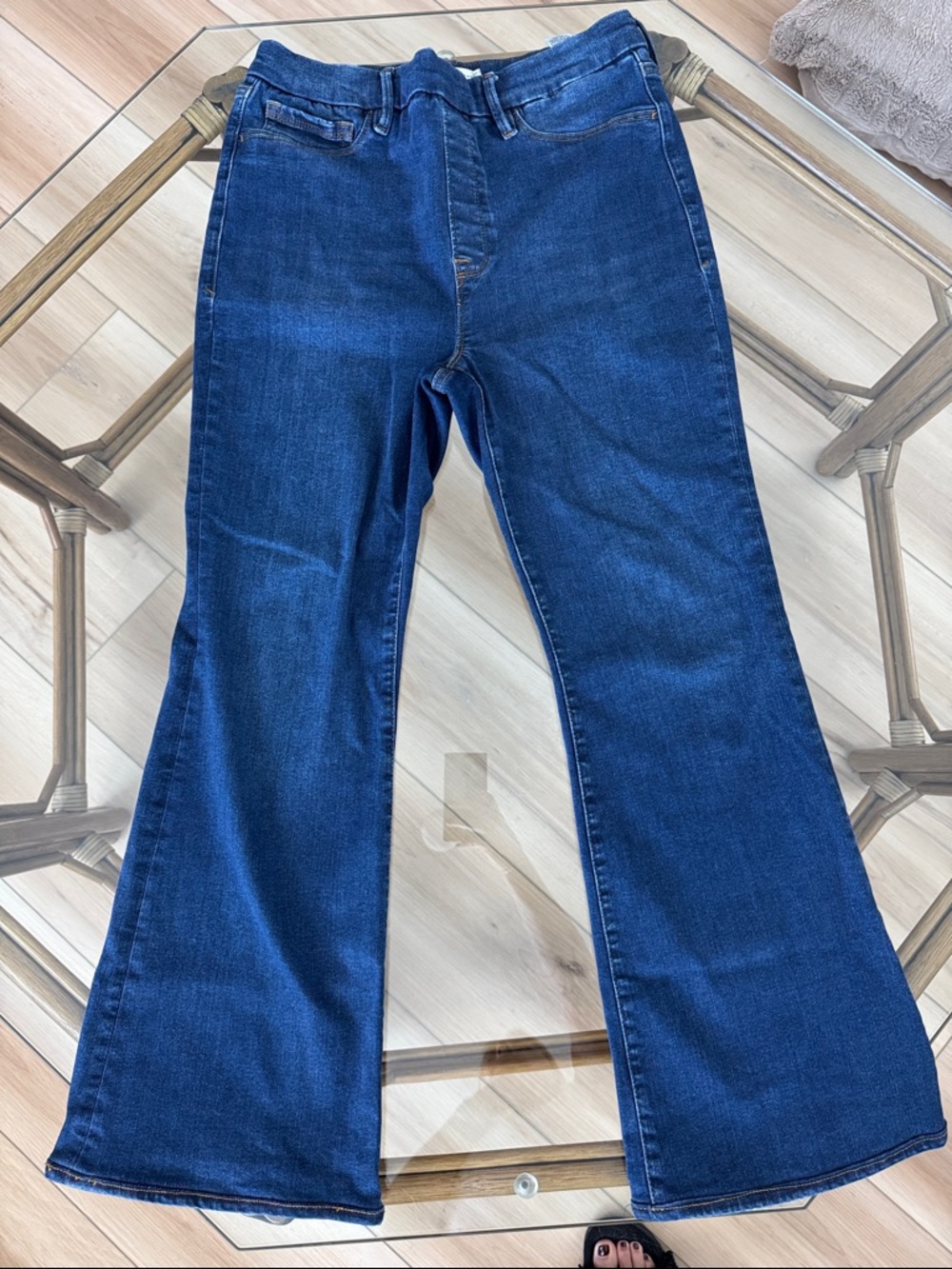 Good American Dark Blue Flare Jeans